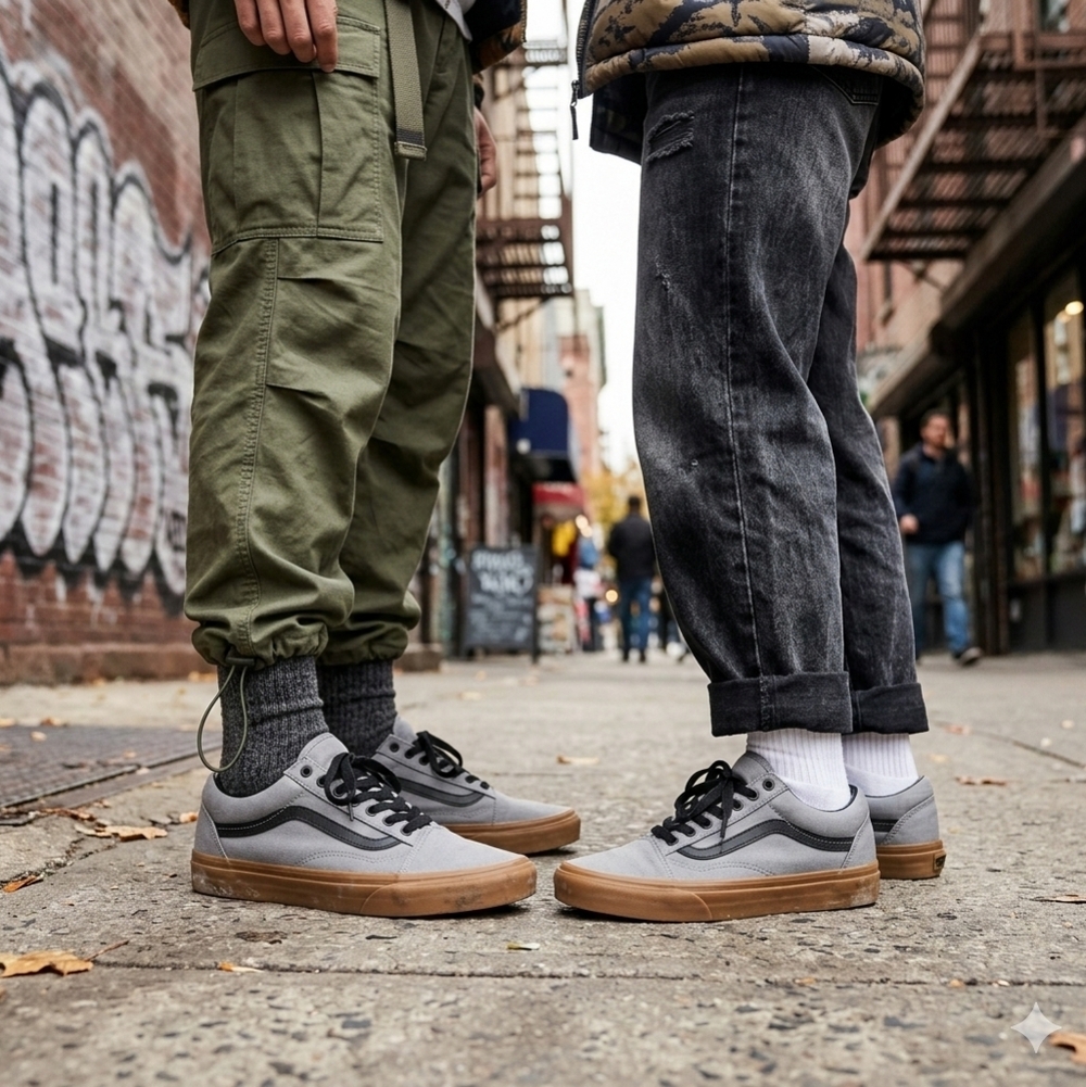 Vans Old Skool Gum Sole Sneakers - Shadow Gray Suede & Canvas